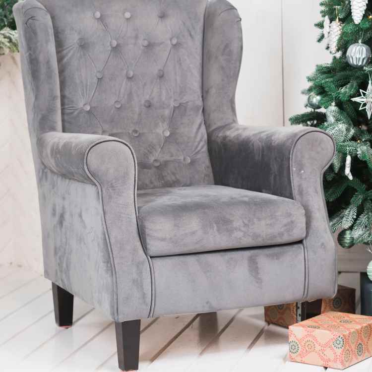 Grey fabric recliner detail