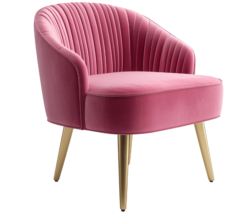 Blush pink armchair front view